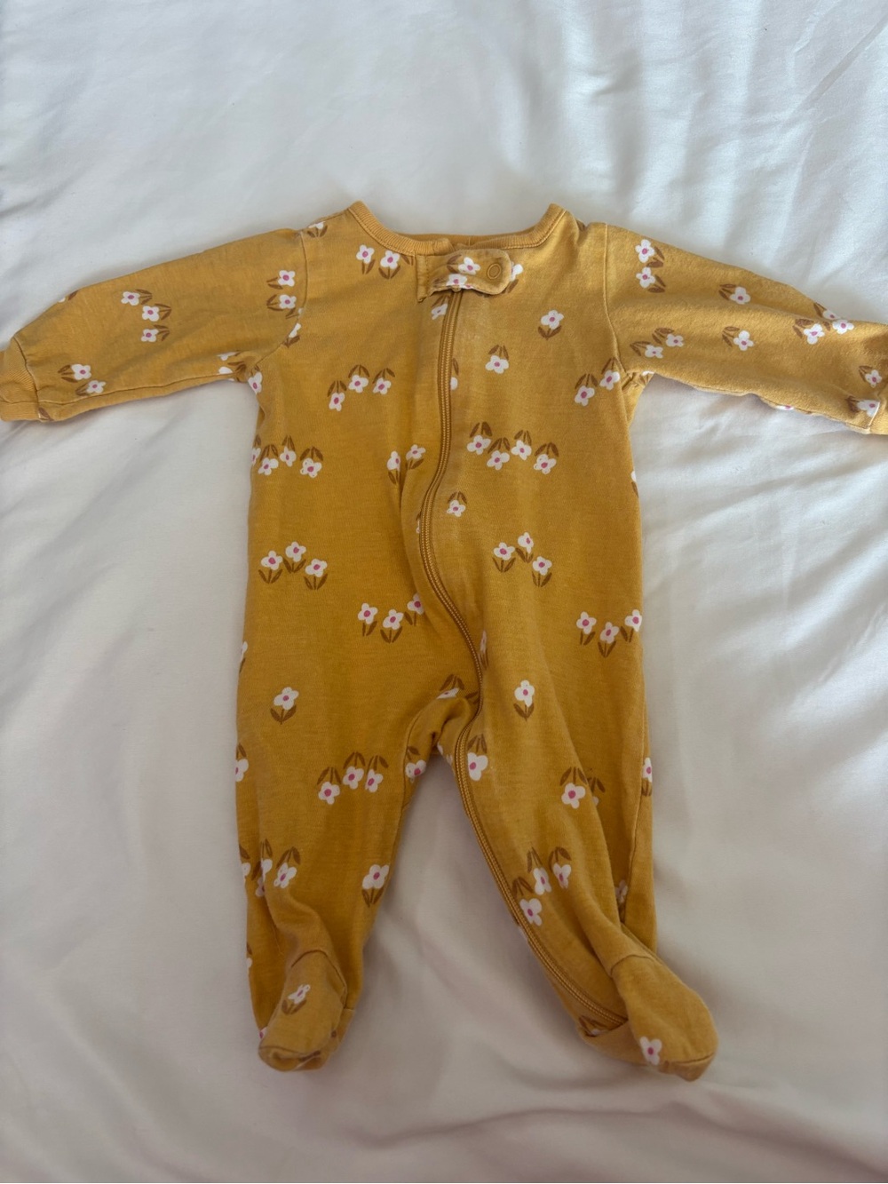 Gerber Mustard Floral Footed One-Piece